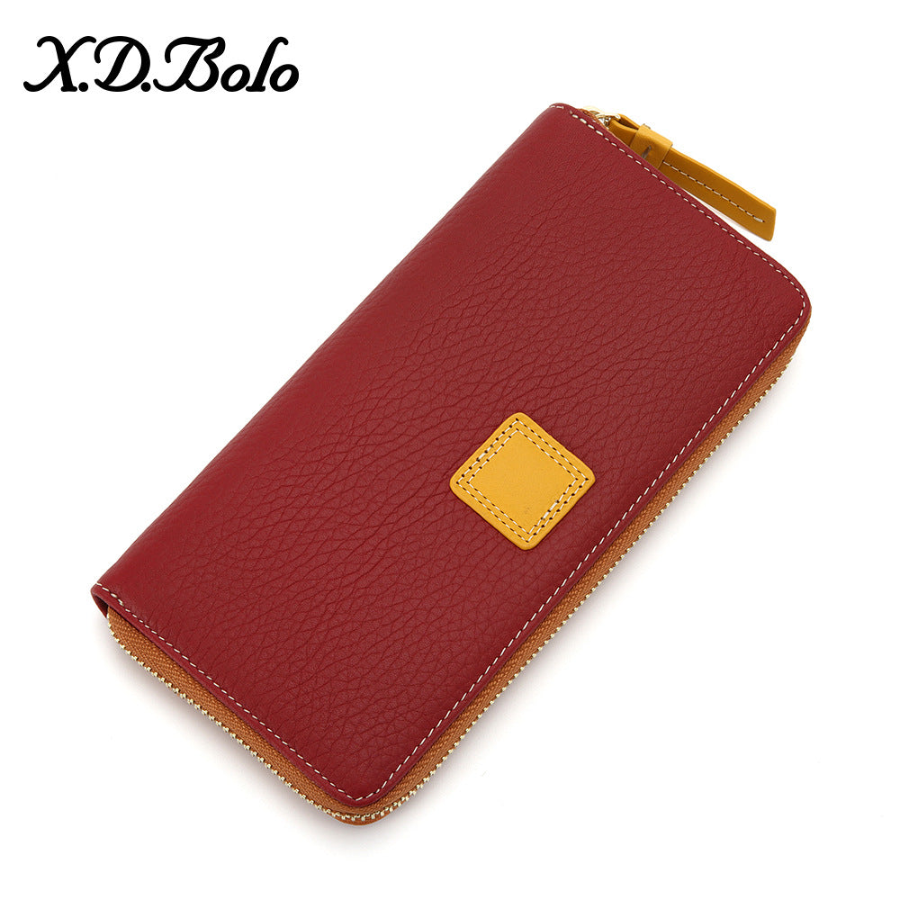 Women's Long Zipper Soft Cowhide Clutch Ladies Wallets