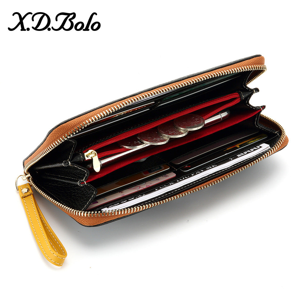 Women's Long Zipper Soft Cowhide Clutch Ladies Wallets
