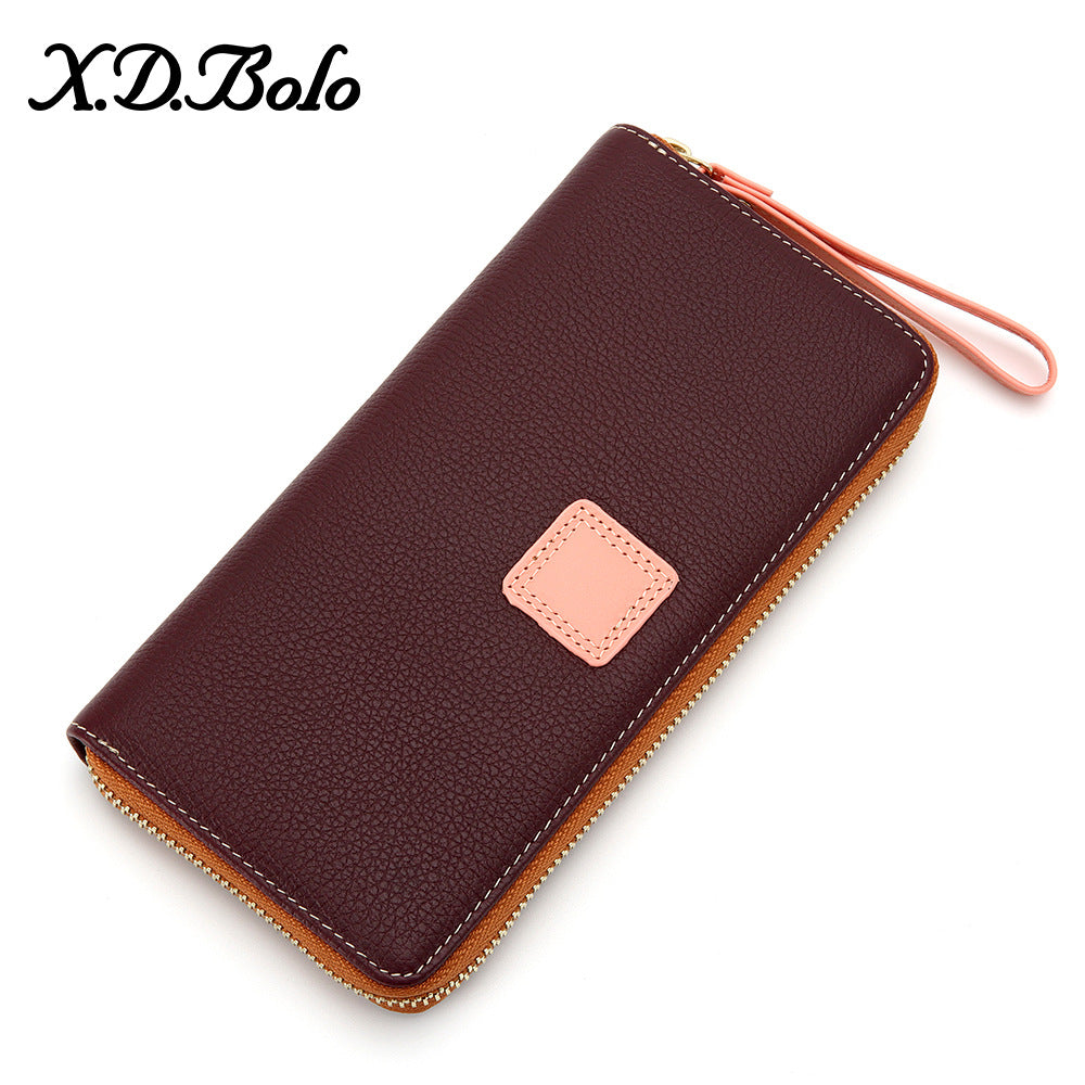 Women's Long Zipper Soft Cowhide Clutch Ladies Wallets