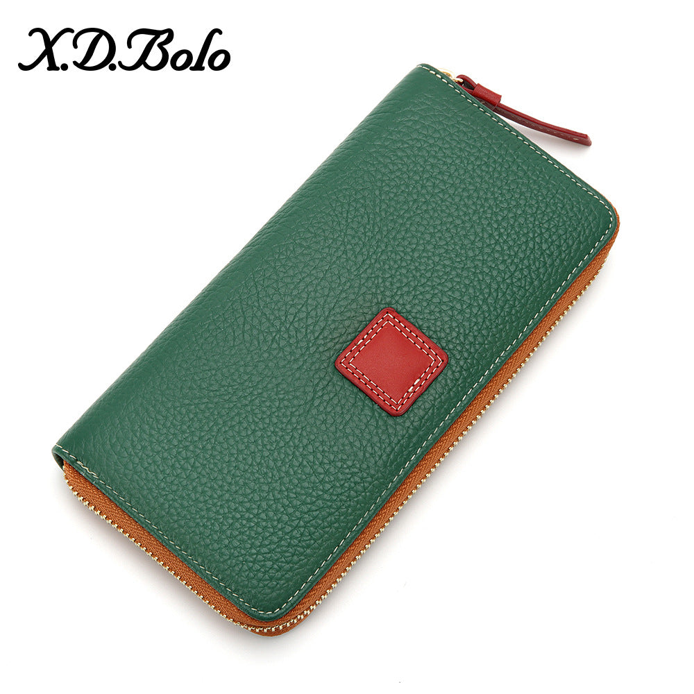 Women's Long Zipper Soft Cowhide Clutch Ladies Wallets