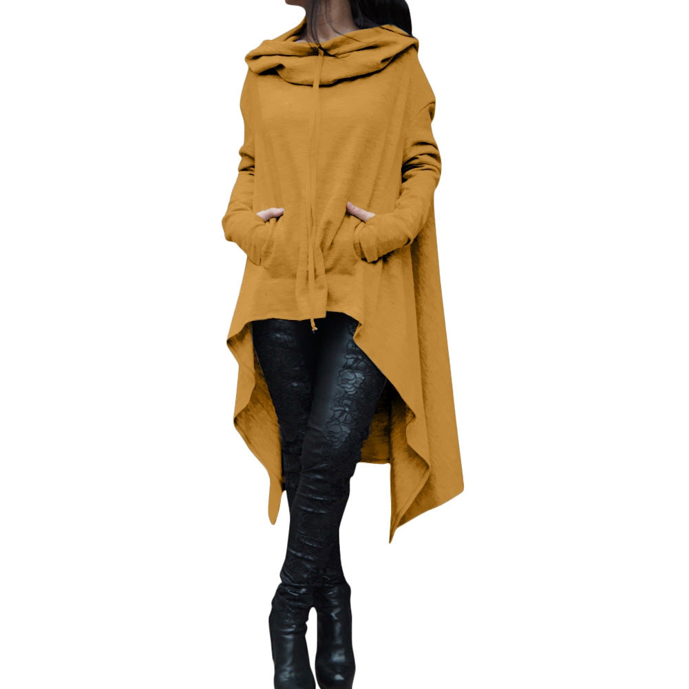 Women's Stitching Solid Color Long Hooded Sleeve Ten Sweaters
