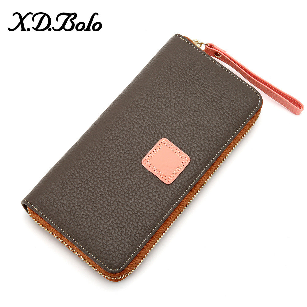 Women's Long Zipper Soft Cowhide Clutch Ladies Wallets