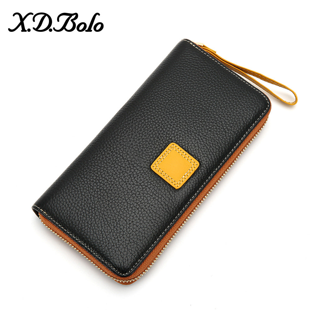 Women's Long Zipper Soft Cowhide Clutch Ladies Wallets