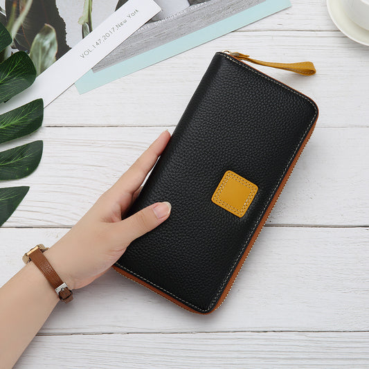 Women's Long Zipper Soft Cowhide Clutch Ladies Wallets