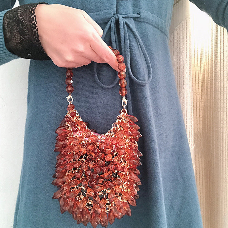 Women's Woven Brown Water Drop Fashion Retro Handbags
