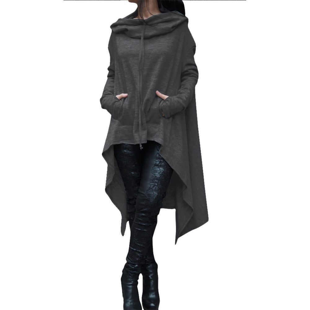 Women's Stitching Solid Color Long Hooded Sleeve Ten Sweaters