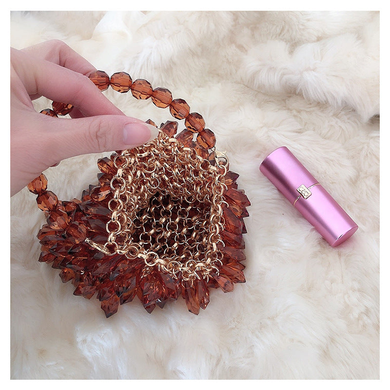 Women's Woven Brown Water Drop Fashion Retro Handbags