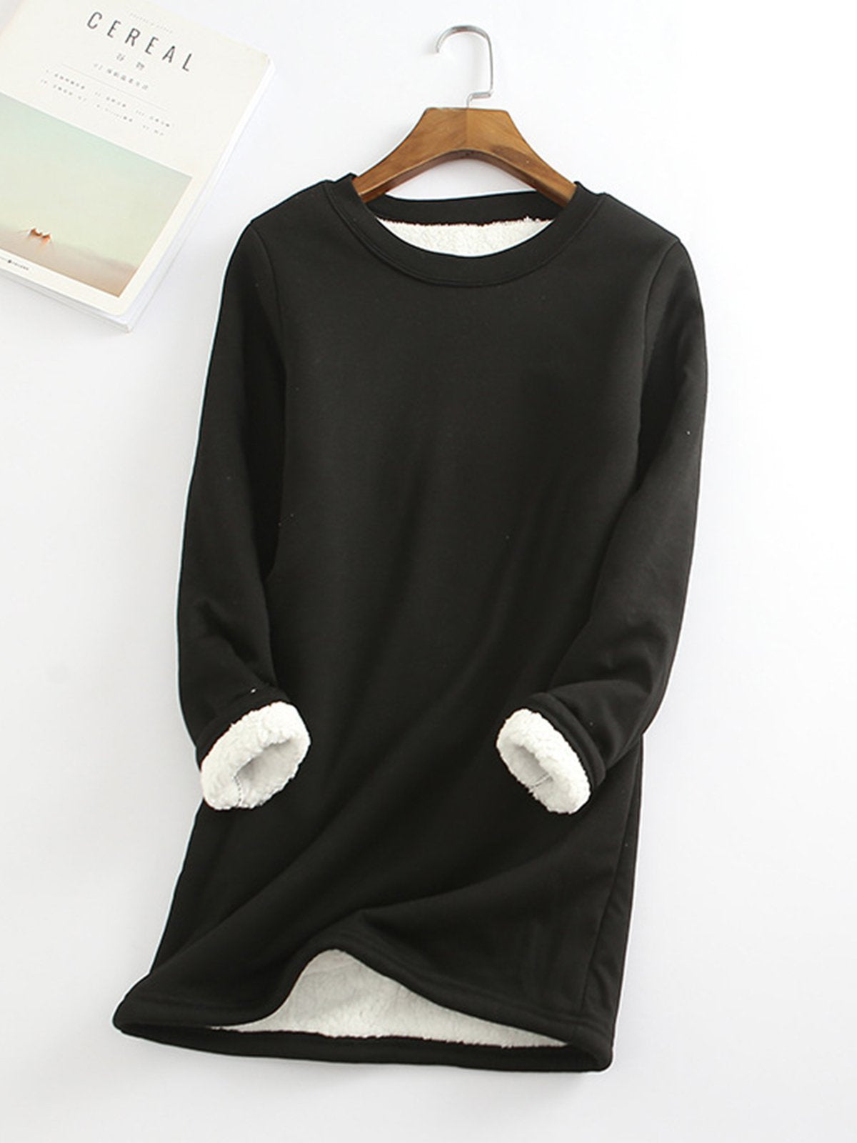Women's Padded Bottoming Shirt Mid-length Thickened Large Fleece Slim Tops