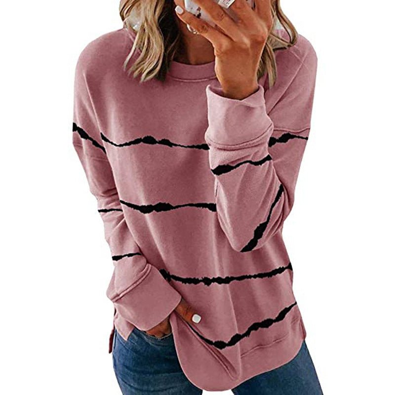 Women's Neck Loose Striped Printed Long Sleeves Sweaters