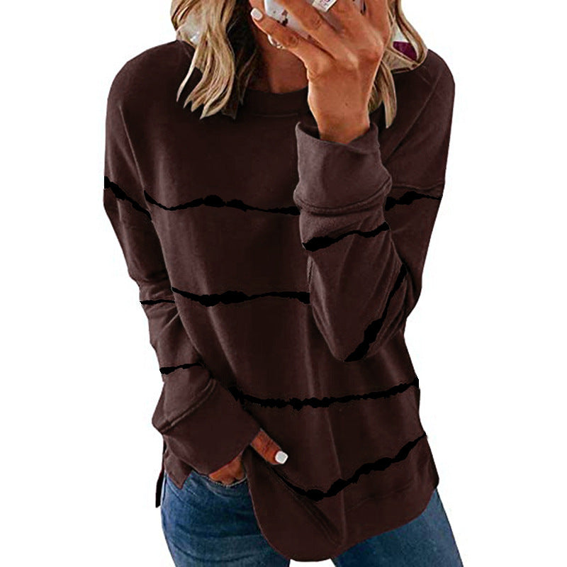 Women's Neck Loose Striped Printed Long Sleeves Sweaters