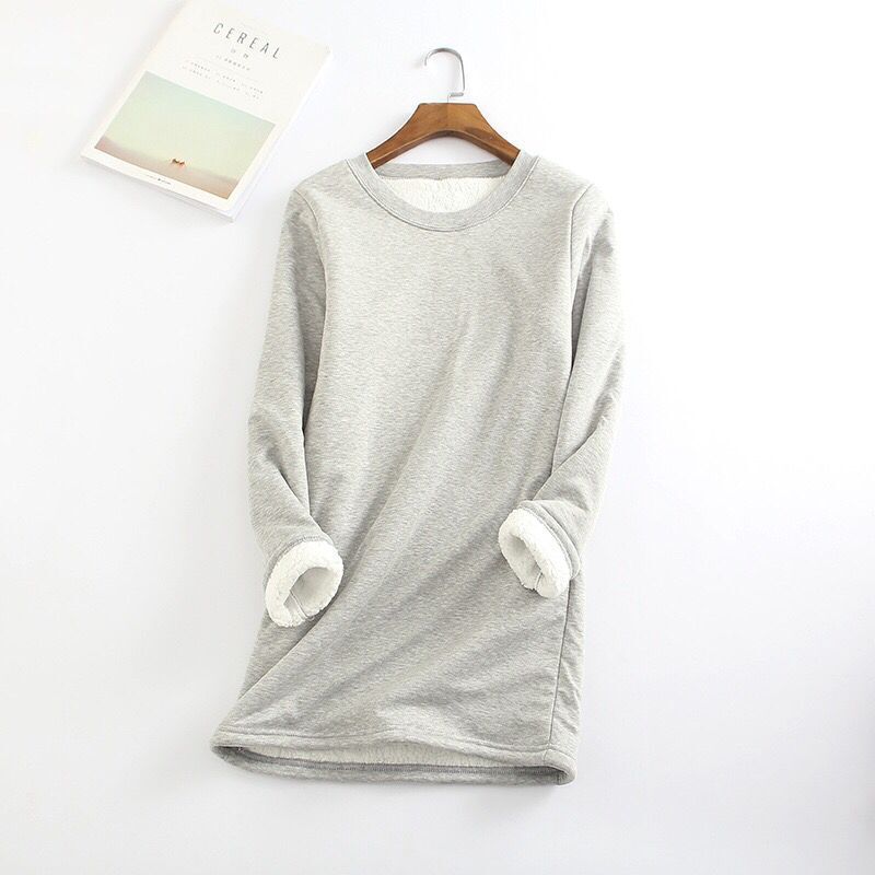 Women's Padded Bottoming Shirt Mid-length Thickened Large Fleece Slim Tops