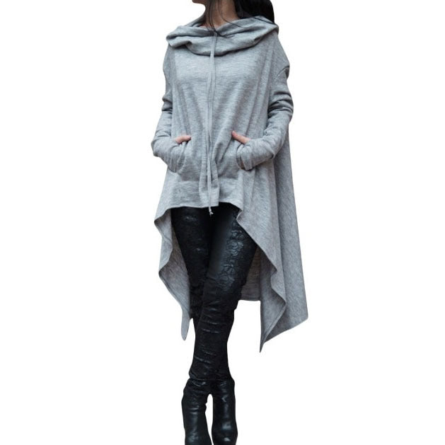Women's Stitching Solid Color Long Hooded Sleeve Ten Sweaters
