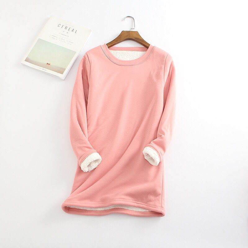 Women's Padded Bottoming Shirt Mid-length Thickened Large Fleece Slim Tops
