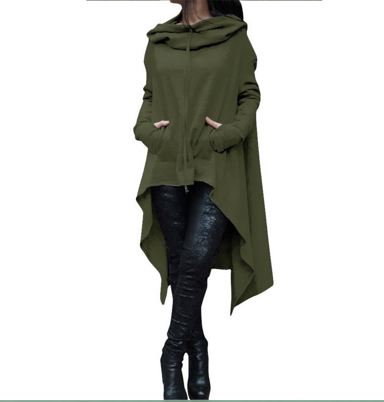 Women's Stitching Solid Color Long Hooded Sleeve Ten Sweaters