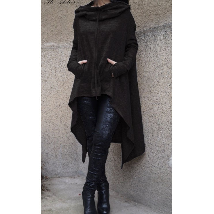 Women's Stitching Solid Color Long Hooded Sleeve Ten Sweaters