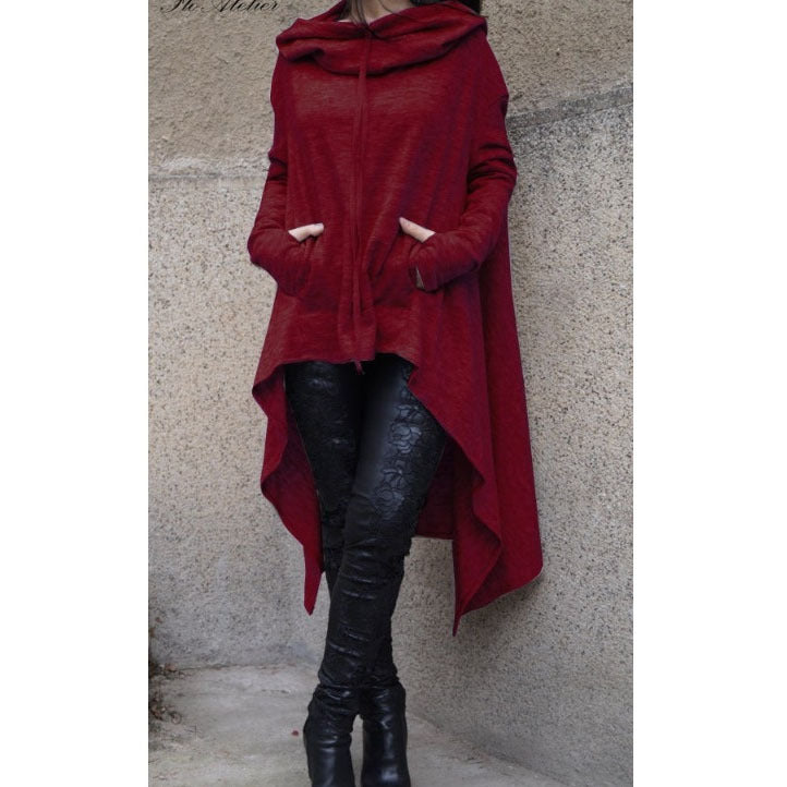 Women's Stitching Solid Color Long Hooded Sleeve Ten Sweaters
