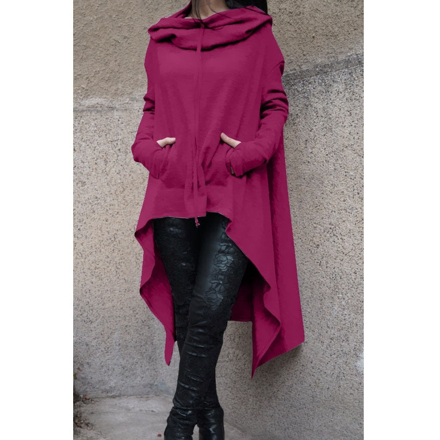 Women's Stitching Solid Color Long Hooded Sleeve Ten Sweaters