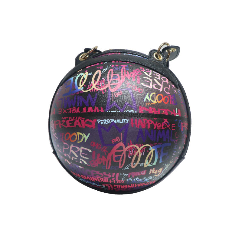 Women's Round Personalized Painted Iti Basketball Chain Bags