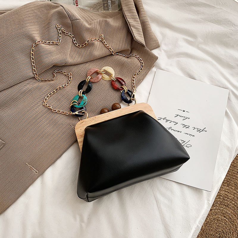 Women's Autumn Fashion Simple Retro Clip Mouth Shoulder Bags