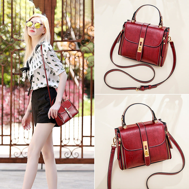Women's Versatile Simple Oil Wax Leather Fashion Handbags