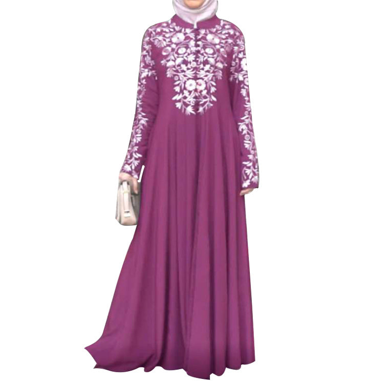 Women's Sleeve Stand Collar Flower Floral Print Clothing