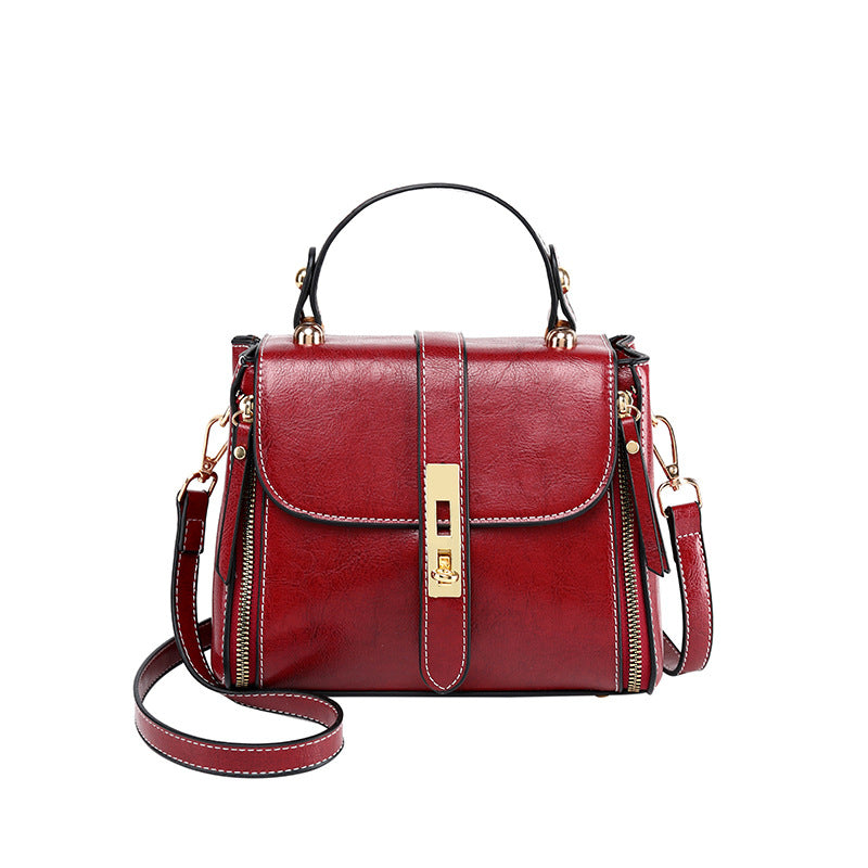 Women's Versatile Simple Oil Wax Leather Fashion Handbags