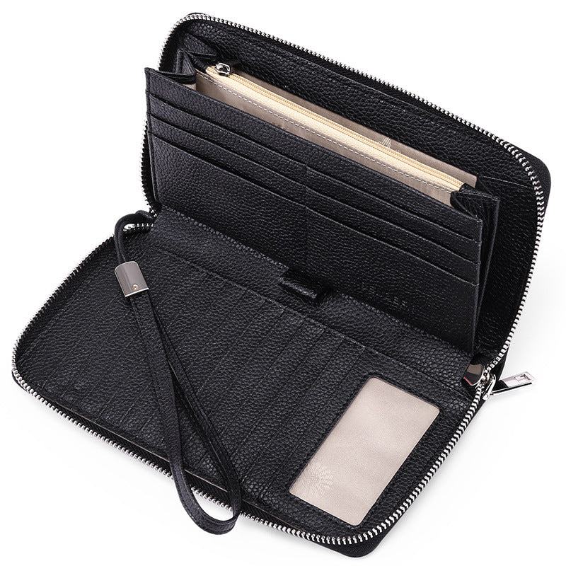 Women's Swiping Leather Large Capacity Long Top Layer Cowhide Ladies Wallets