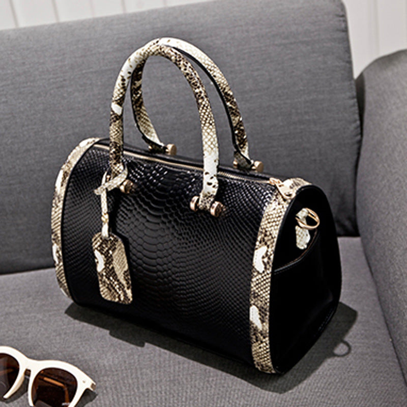 Women's Pillow Fashion Snake Pattern Boston Large Handbags