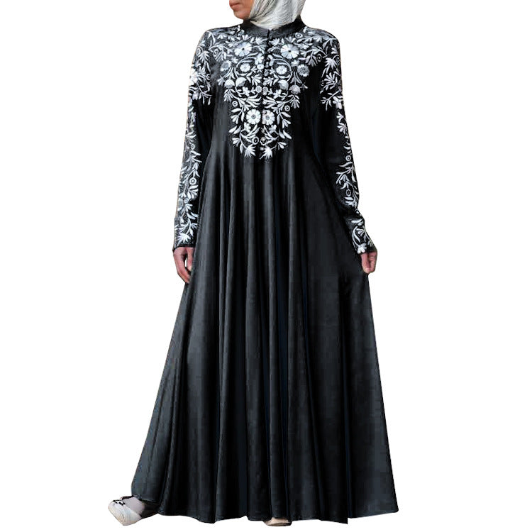 Women's Sleeve Stand Collar Flower Floral Print Clothing