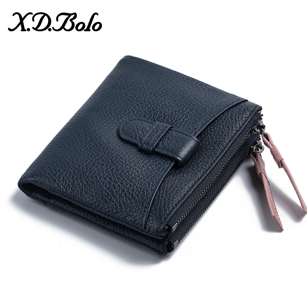 Women's Short Korean Fashion Double Zipper Soft Ladies Wallets