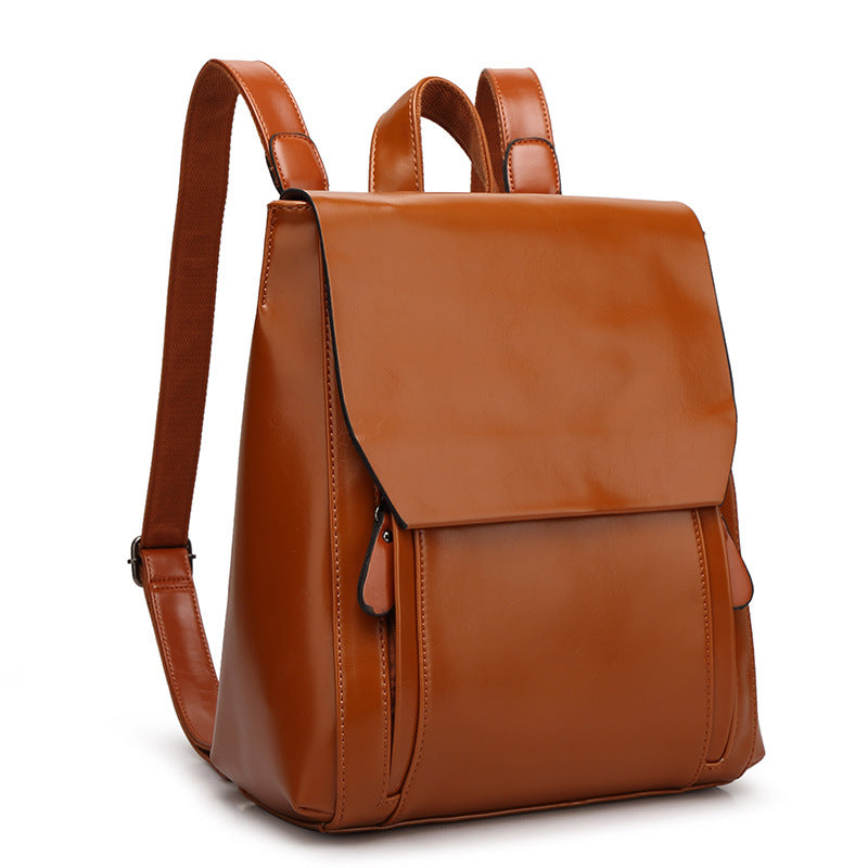Women's Korean Style Fashion Oil Wax College Backpacks