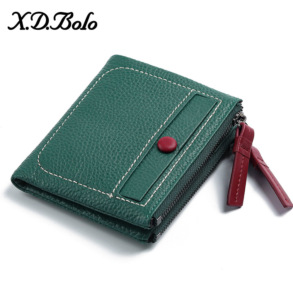 Women's Short Korean Fashion Double Zipper Soft Ladies Wallets