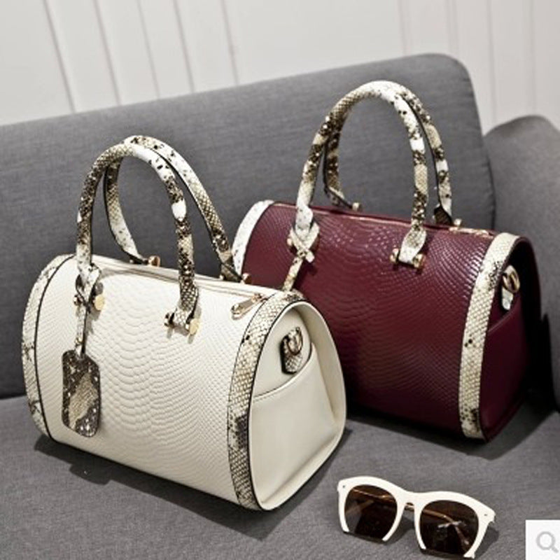 Women's Pillow Fashion Snake Pattern Boston Large Handbags