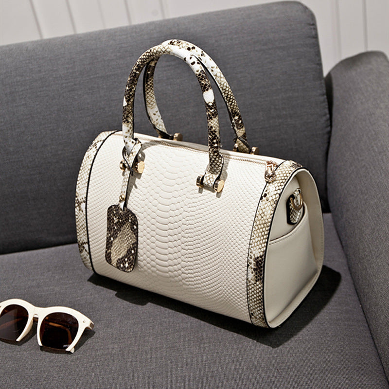 Women's Pillow Fashion Snake Pattern Boston Large Handbags