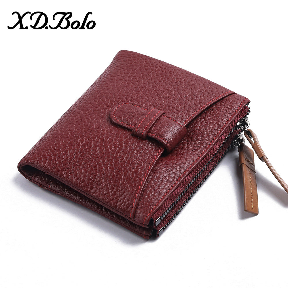 Women's Short Korean Fashion Double Zipper Soft Ladies Wallets