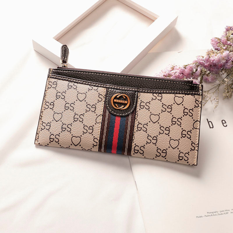 Women's Fashion Clutch Long Zip Genuine Leather Purses