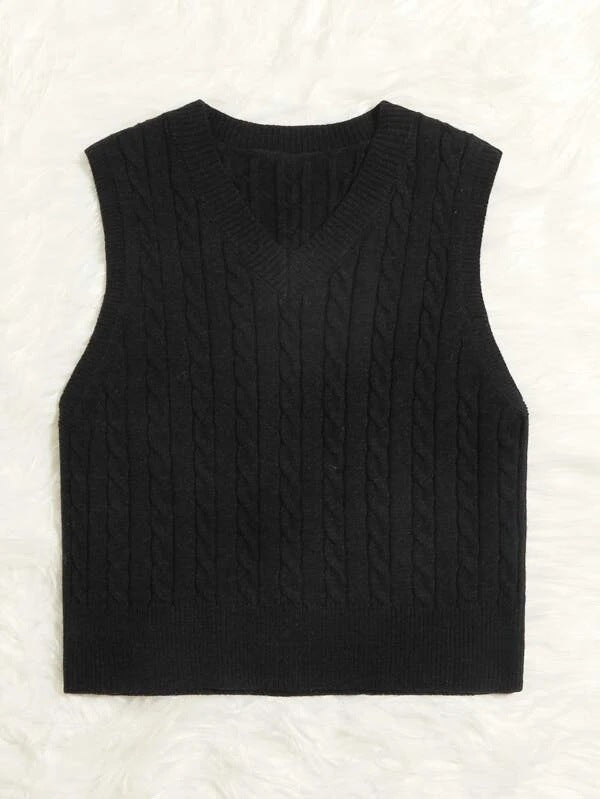 Women's Quality Knitted Twisted Pullover Sleeveless Vests