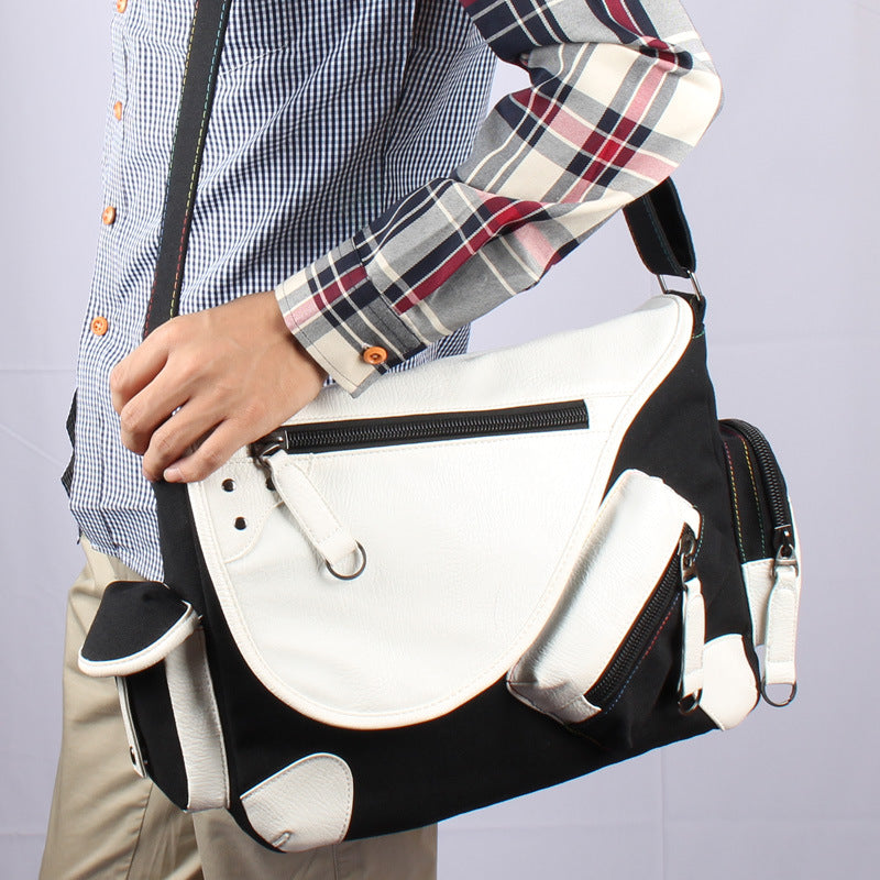 Classy Men's Graceful Korean Canvas Green Men's Shoulder Bags