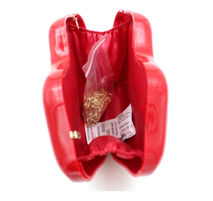 Women's Sexy Red Lip Acrylic Chain Fashion Handbags