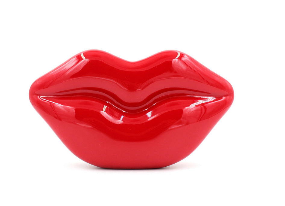 Women's Sexy Red Lip Acrylic Chain Fashion Handbags