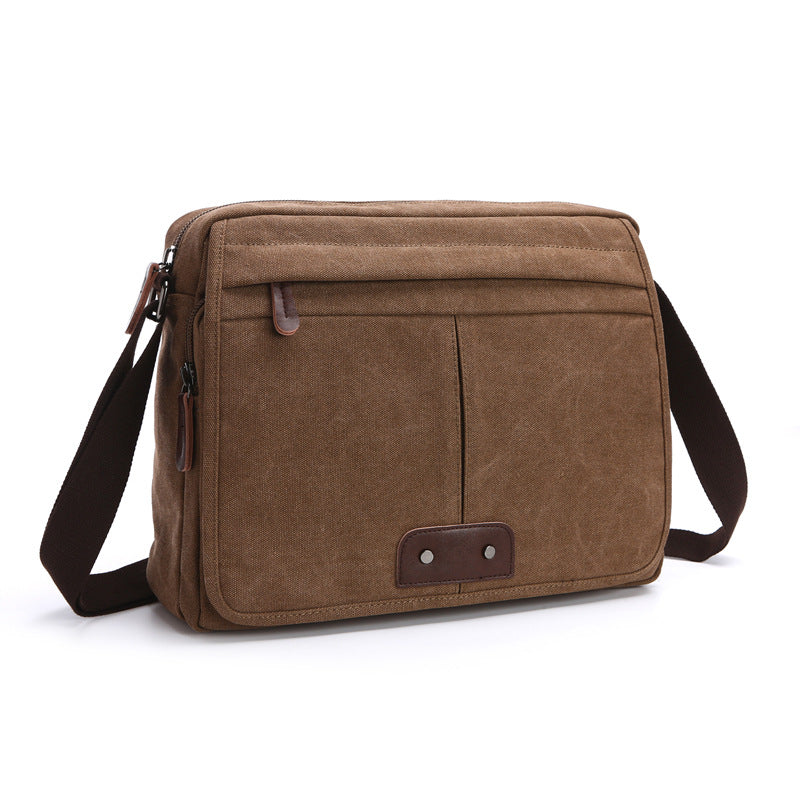 Men's Single Solid Color Canvas Fashion Men's Messenger Bags