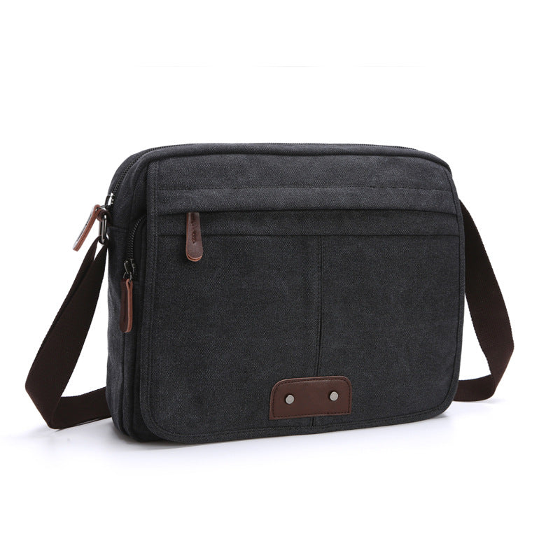 Men's Single Solid Color Canvas Fashion Men's Messenger Bags