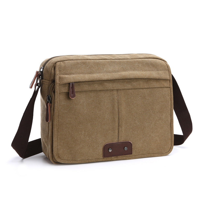 Men's Single Solid Color Canvas Fashion Men's Messenger Bags