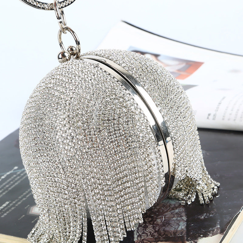 Women's Rhinestone Banquet Clutch Fringe Tape Bracelet Evening Bags