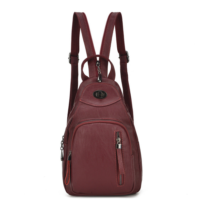 Women's Soft Leather Korean Style Fashion Single Backpacks