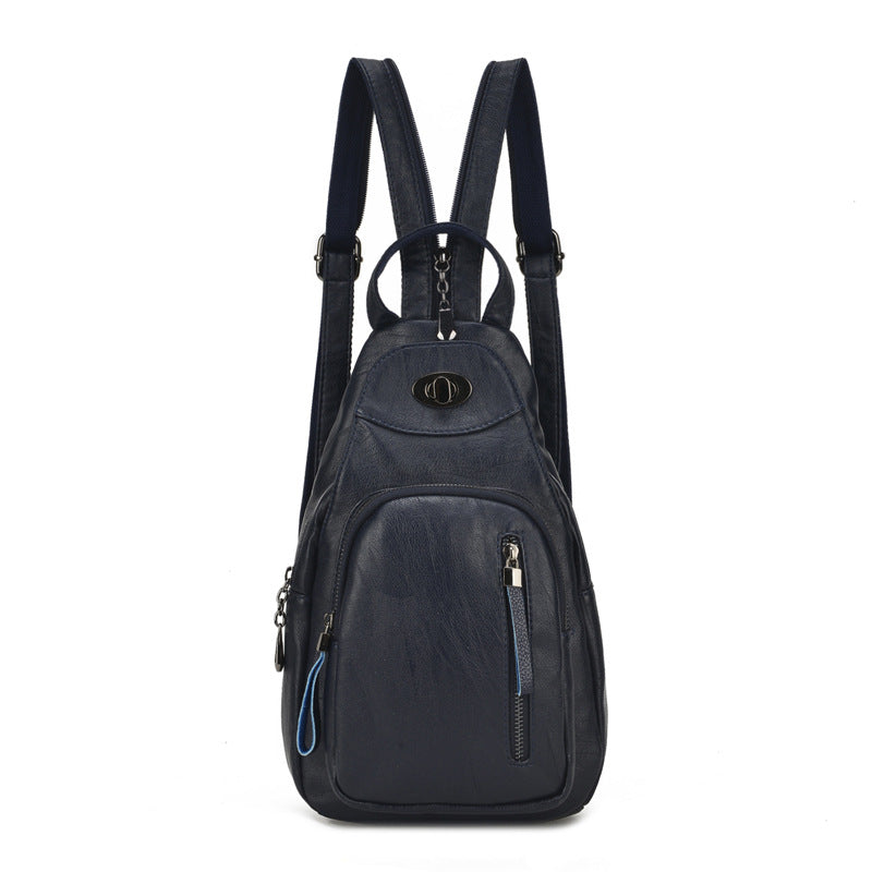 Women's Soft Leather Korean Style Fashion Single Backpacks