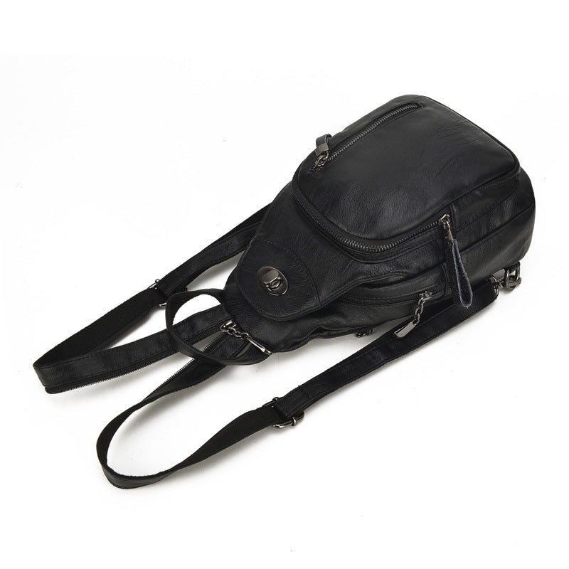 Women's Soft Leather Korean Style Fashion Single Backpacks