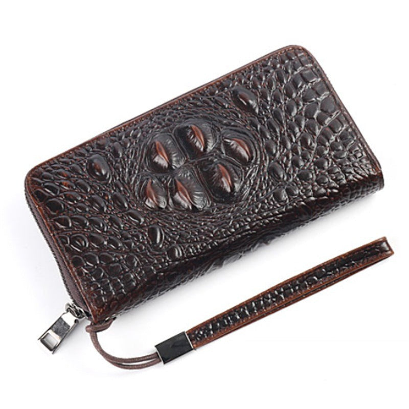 Men's Cowhide Embossed Crocodile Pattern Clutch Leather Men's Handbags
