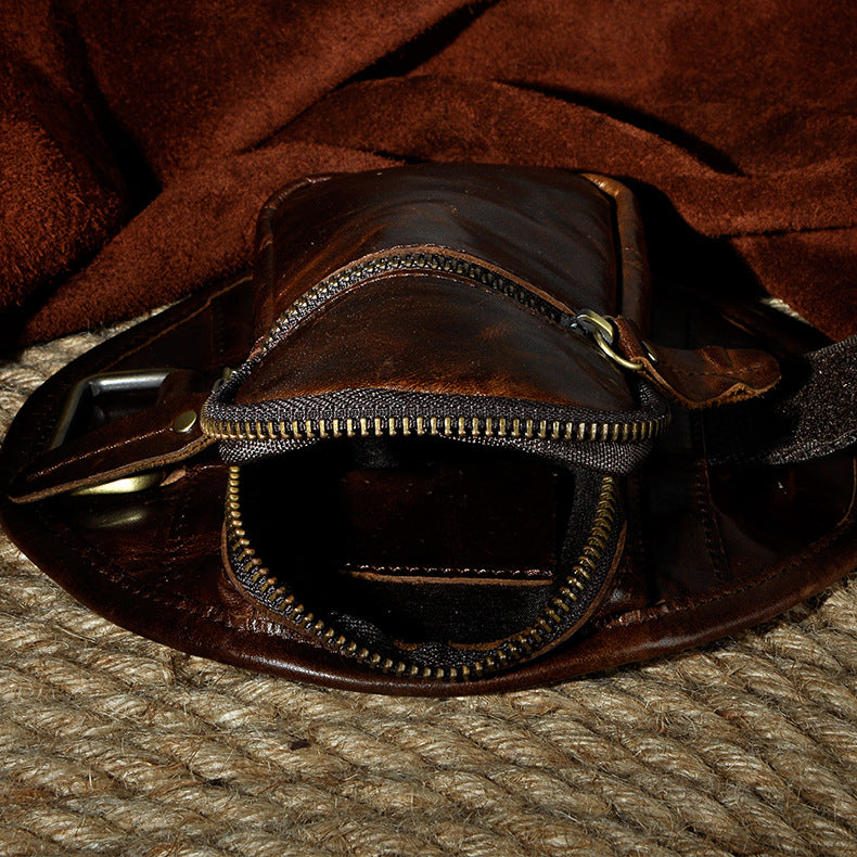 Men's Top Layer Crazy Horse Skin Retro Men's Chest Bags
