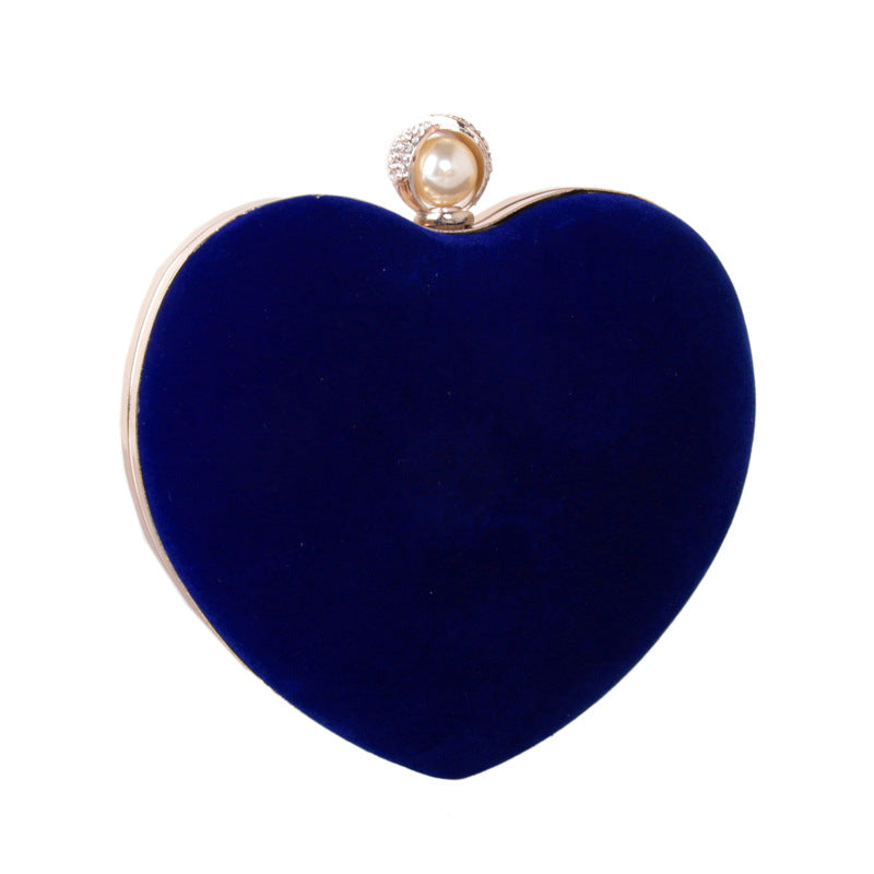Women's Veet Heart-shaped Dinner Rhinestone Pearl Flannel Evening Bags
